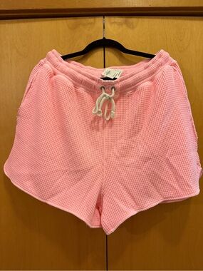 aerie Pink Waffle-Knit Drawstring Lounge Shorts